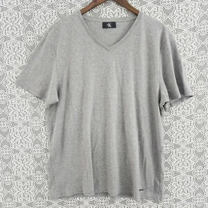 Calvin Klein V neck Short sleeve Casual Men's T Shirt XL Gray